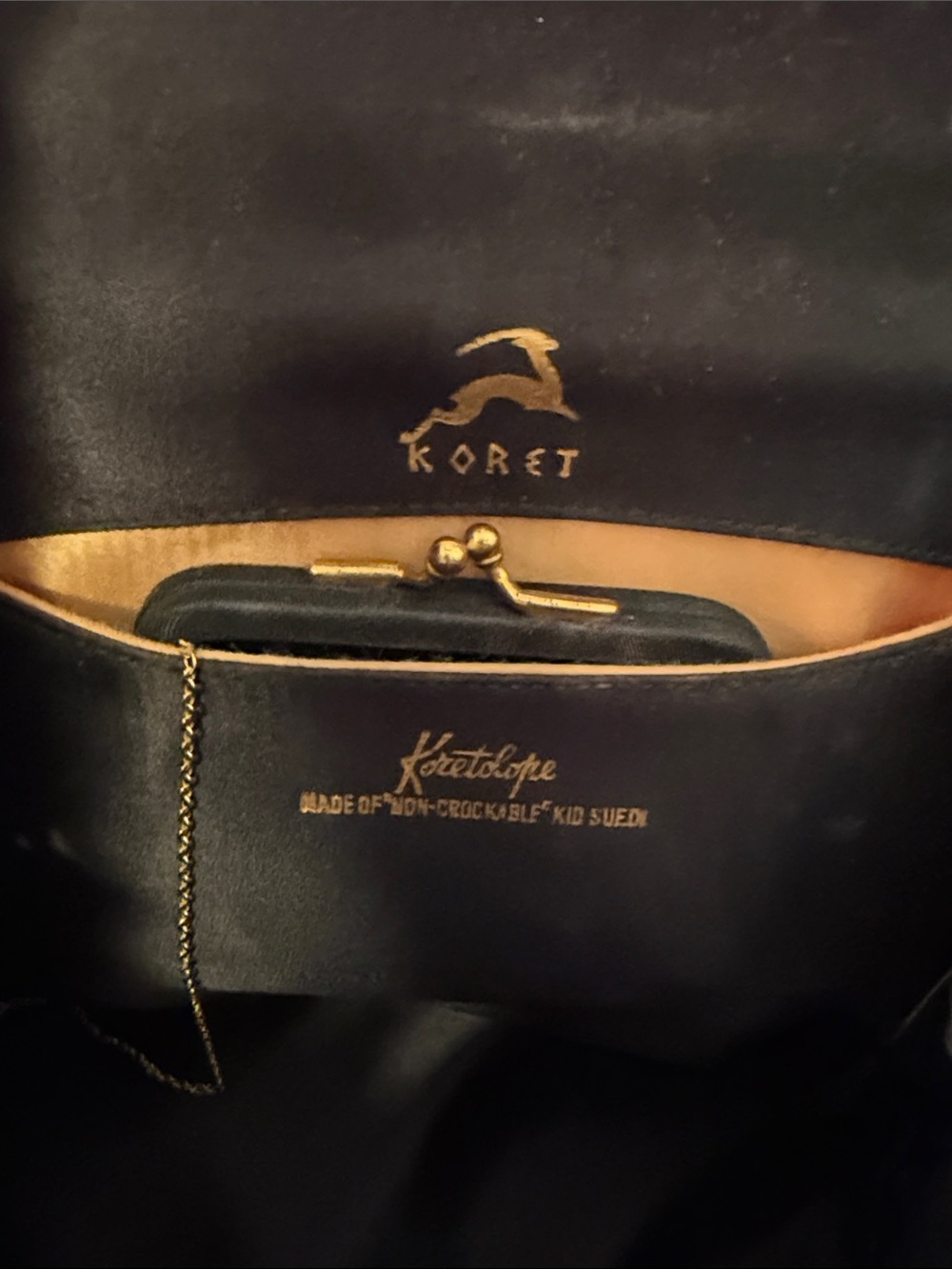 👛👛👛BOGOHO👛👛👛VTG Koret Black Floral-Embossed Chain Shoulder Bag - Picture 5 of 16